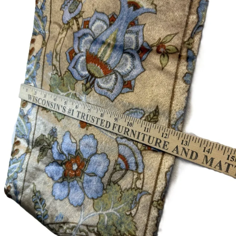 Handmade Velvet Floral Tote Bag Blue Gold Tapestry Mini Shopper Vintage Look